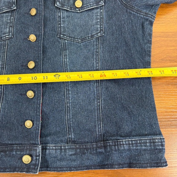 Diane‎ Gilman DG2 Square Denim Jean Jacket M Blue Embroidered Floral Button Up - Picture 15 of 16